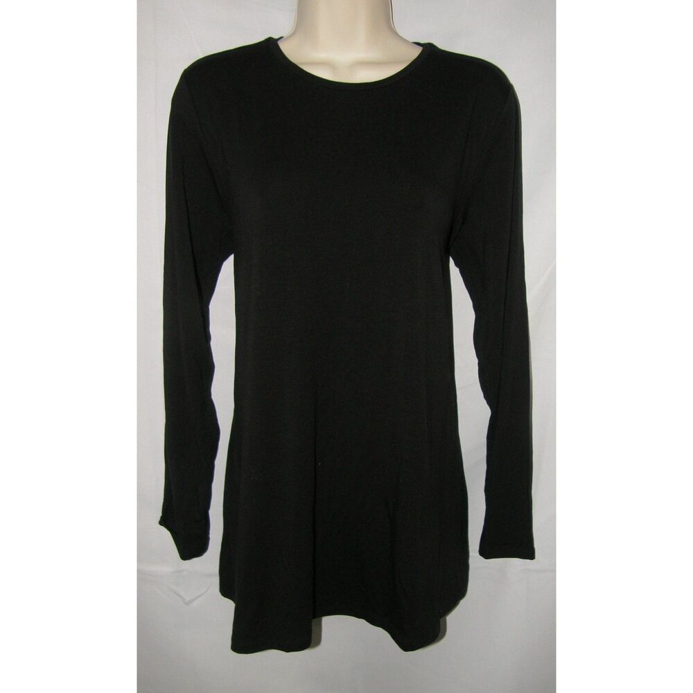 EILEEN FISHER Black Sz Medium Casual Wear Stretchy Jersey Knit Tunic Shirt - Picture 3 of 6